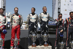 Podium: Ganador Ott Tänak, Martin Järveoja, M-Sport, Ford Fiesta WRC, segundo, Jari-Matti Latvala, M