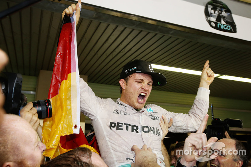 Nico Rosberg, Mercedes AMG F1 celebrates his first Drivers World Championship title