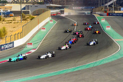 Joey Mawson leads at the start of the race