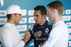 Sébastien Buemi, Renault e.Dams, Loic Duval, Dragon Racing, and Maro Engel, Venturi, in Parc Ferme