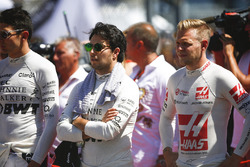 Esteban Ocon, Force India, Sergio Perez, Force India, Kevin Magnussen, Haas F1 Team