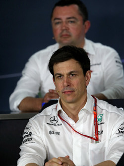 Toto Wolff, Mercedes AMG F1 W08 Shareholder and Executive Director in the FIA Press Conference