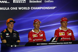 Max Verstappen, Red Bull Racing, Sebastian Vettel, Ferrari and Kimi Raikkonen, Ferrari in the Press Conference
