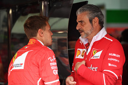 Sebastian Vettel, Ferrari e Maurizio Arrivabene, Team Principal Ferrari