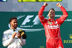 Podium: winner Sebastian Vettel, Ferrari, second place Lewis Hamilton, Mercedes AMG F1