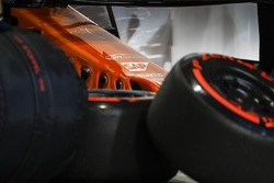 Super Soft tyres near the car of Stoffel Vandoorne, McLaren MCL32