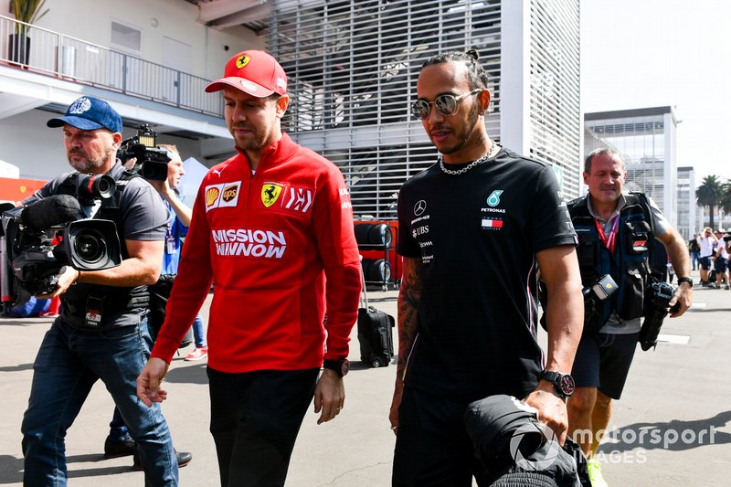 Sebastian Vettel, Ferrari et Lewis Hamilton, Mercedes AMG F1