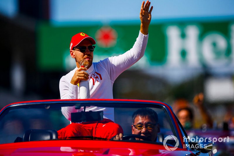 Sebastian Vettel, Ferrari on the drivers parade