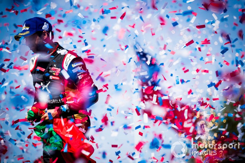 Antonio Felix da Costa, DS Techeetah, 2nd position, celebrates on the podium