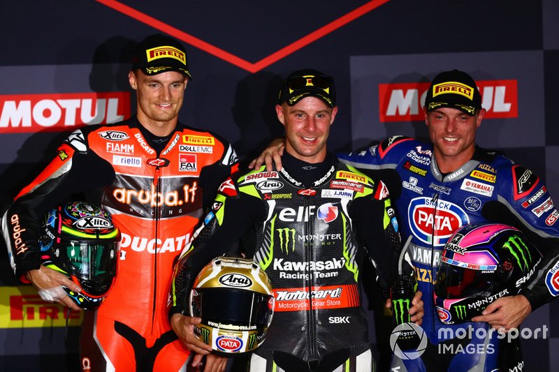 Podium: 1. Jonathan Rea, 2. Chaz Davies, 3. Alex Lowes