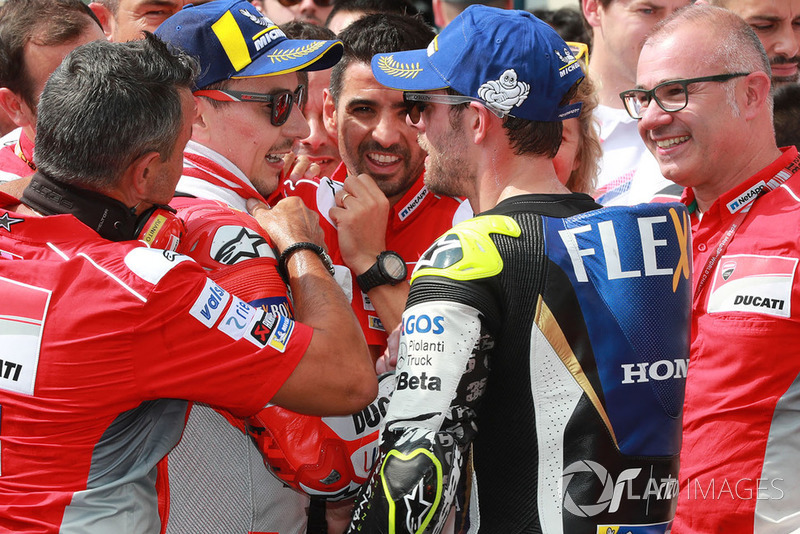 Second place Jorge Lorenzo, Ducati Team, Cal Crutchlow, Team LCR Honda