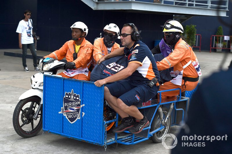 Marc Marquez, Repsol Honda Team, crashed bike