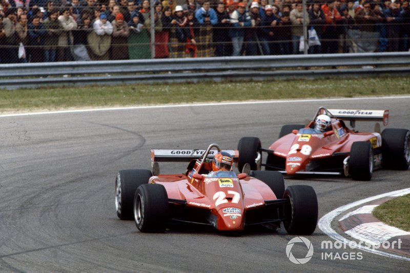 Gilles Villeneuve, Ferrari 126C2, devant Didier Pironi, Ferrari 126C2