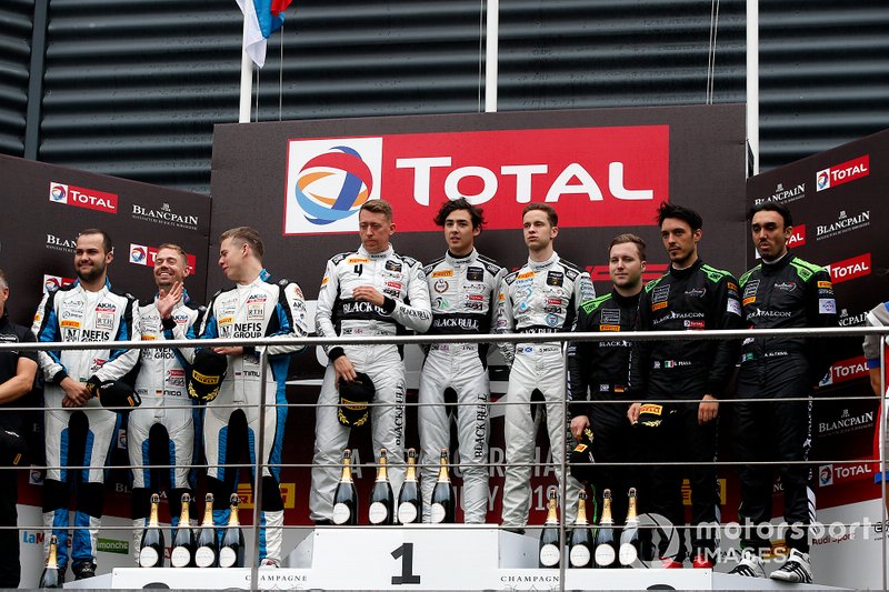 Podium Silver: Winner #78 Barwell Motorsport Lamborghini Huracan GT3 2019: James Pull, Jordan Witt, Sandy Mitchell, second place #90 Akka ASP Team Mercedes-AMG GT3: Nico Bastian, Timur Boguslavskiy, Felipe Fraga, third place #6 BLACK FALCON Mercedes-AMG GT3: Abdulaziz Al Faisal, Hubert Haupt, Patrick Assenheimer, Gabriele Piana