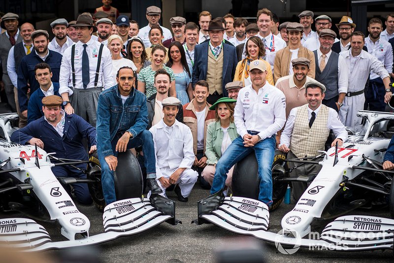 Lewis Hamilton, Mercedes AMG F1, Toto Wolff, Executive Director (Business), Mercedes AMG, Esteban Ocon, Mercedes AMG F1, Valtteri Bottas, Mercedes AMG F1 and Esteban Gutierrez, Mercedes AMG F1 during Mercedes AMG F1 team photographer to celebrate 125th year in motorsport