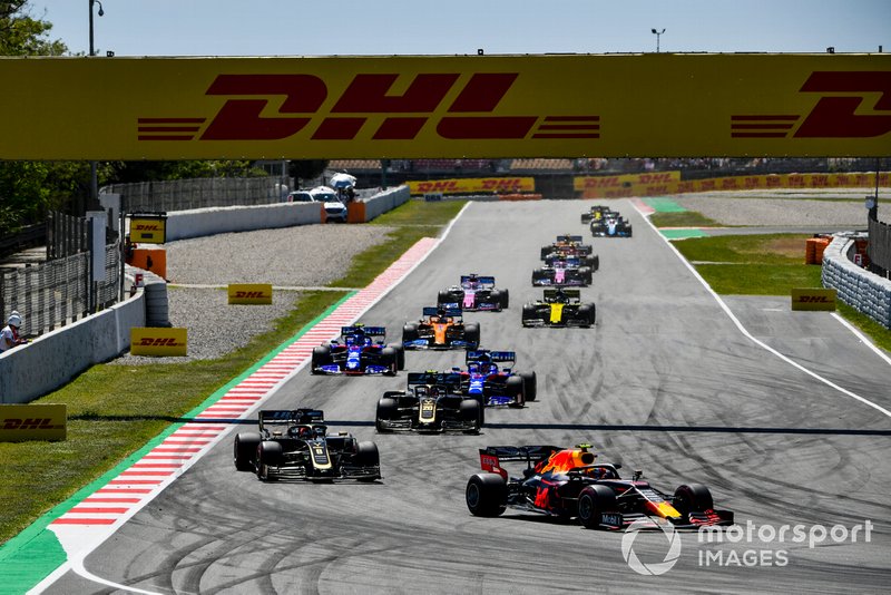 Pierre Gasly, Red Bull Racing RB15, Romain Grosjean, Haas F1 Team VF-19, Kevin Magnussen, Haas F1 Team VF-19, Daniil Kvyat, Toro Rosso STR14, Alexander Albon, Toro Rosso STR14, y Carlos Sainz Jr., McLaren MCL34