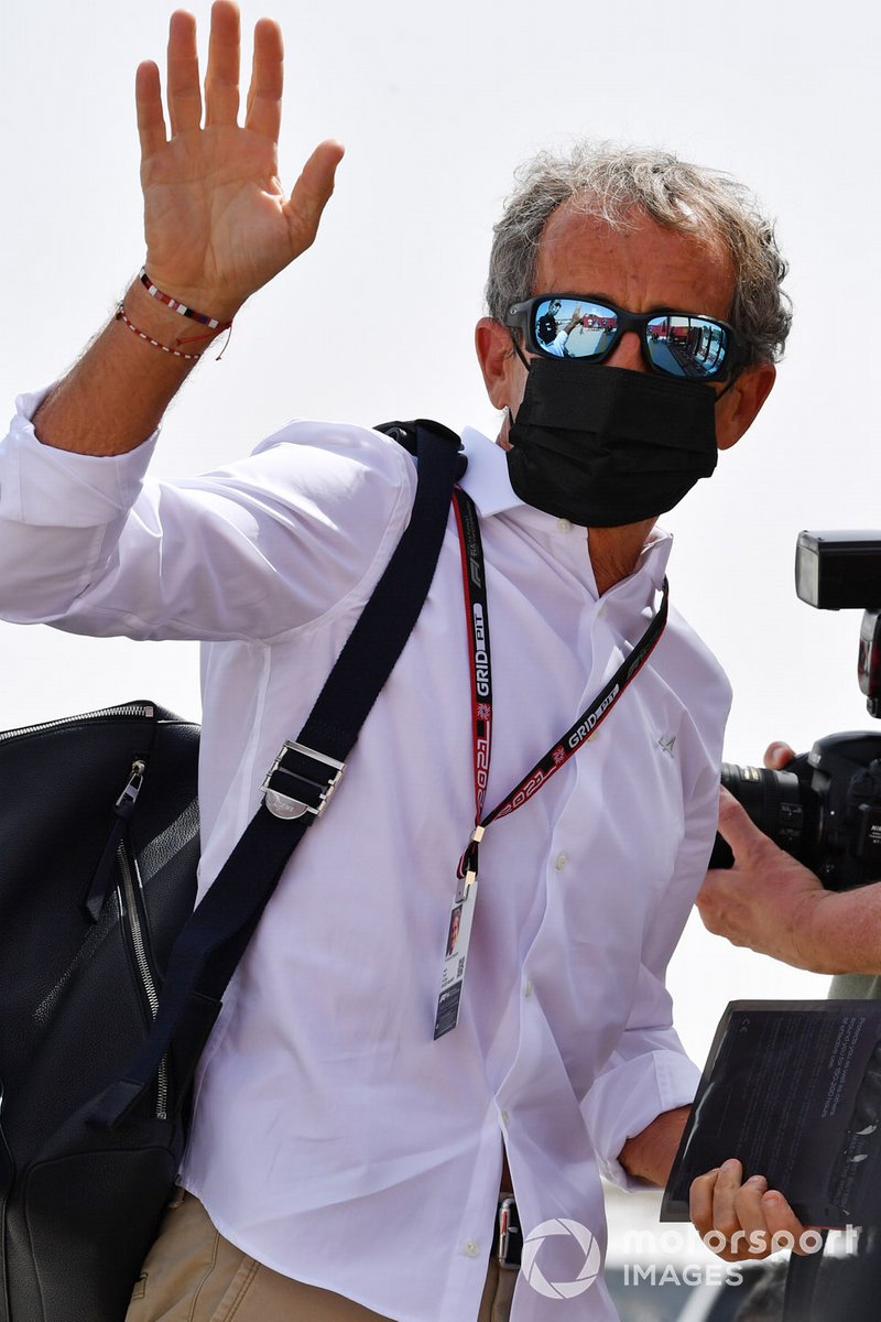 Alain Prost, Special Advisor, Alpine, arrives at the circuit