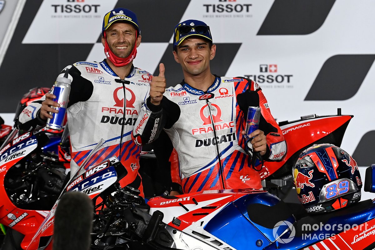 Segundo lugar Johann Zarco, Pramac Racing y Tercer lugar Jorge Martin, Pramac Racing