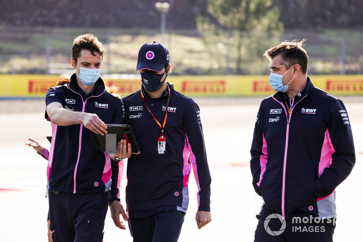 Lance Stroll, Racing Point walks the track