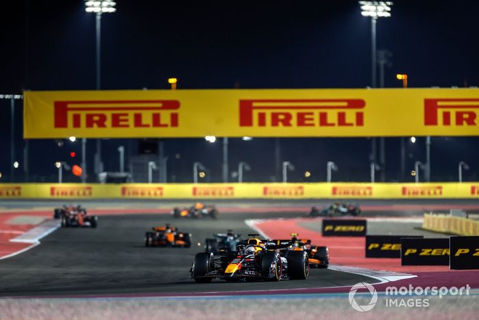 Max Verstappen, Red Bull Racing RB20, Lando Norris, McLaren MCL38, George Russell, Mercedes F1 W15