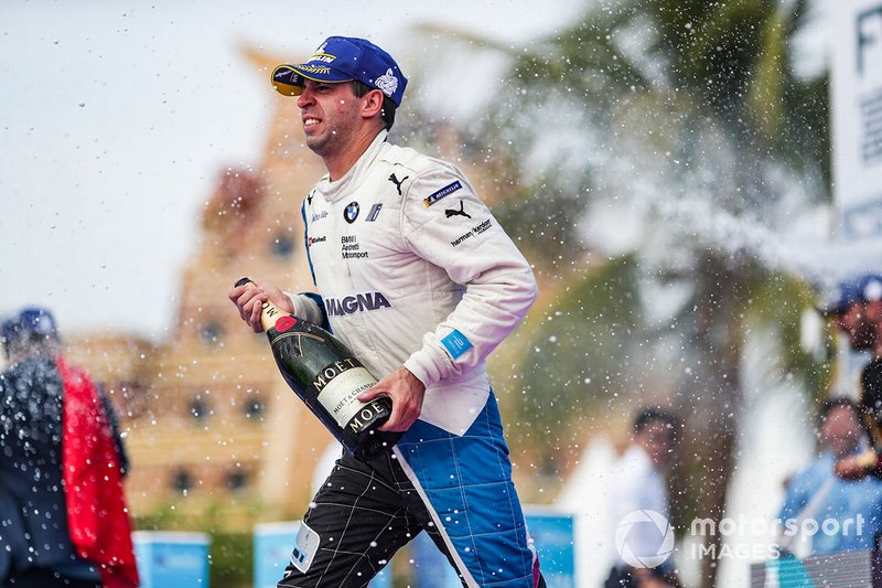 Antonio Felix da Costa, BMW I Andretti Motorsports, 3rd position, celebrates on the podium