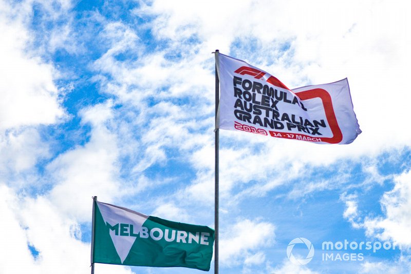 Flags above the pit lane 