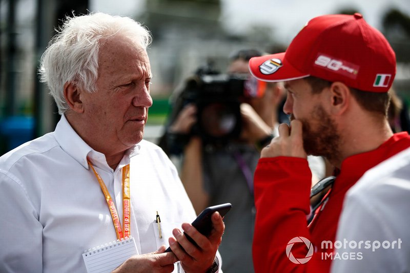 Charlie Whiting, Race Director, FIA, Sebastian Vettel, Ferrari
