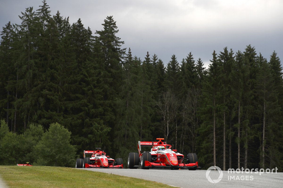 Olli Caldwell, Prema Racing, leads Dennis Hauger, Prema Racing