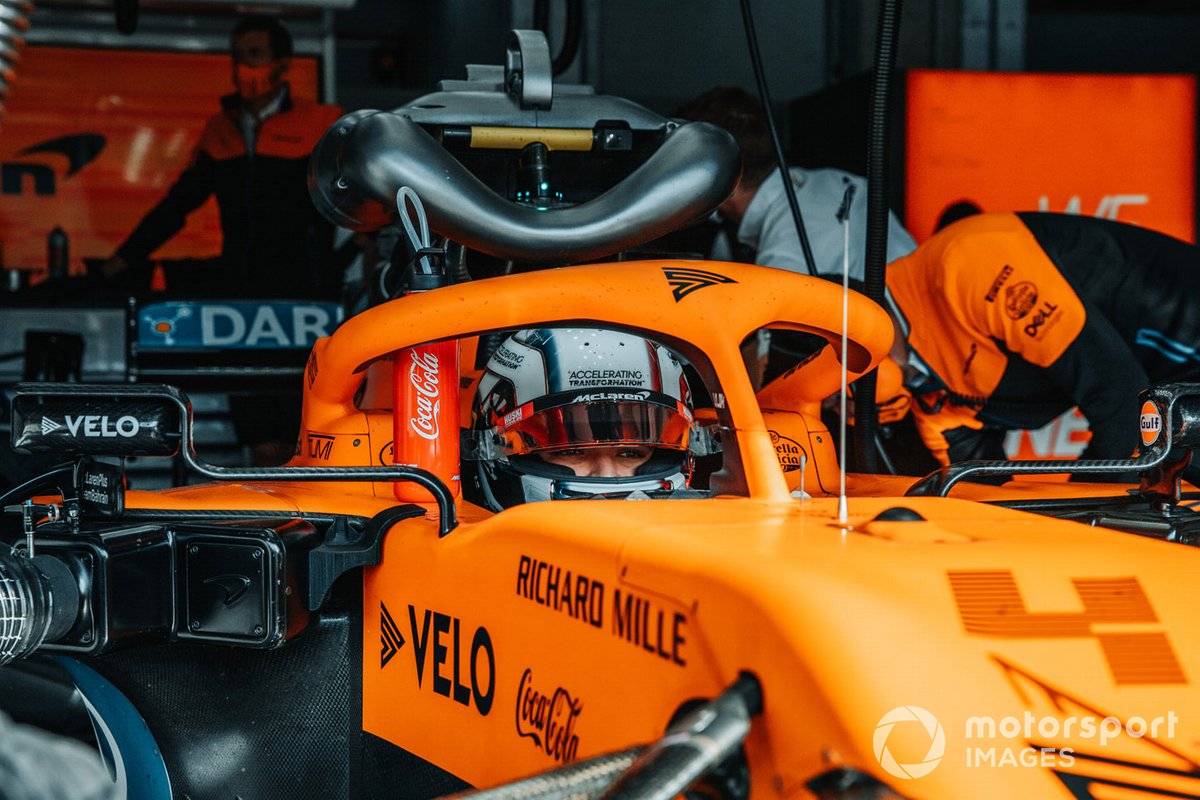 Lando Norris, McLaren, nell'abitacolo