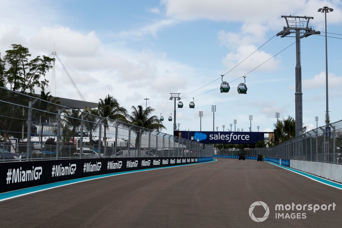 A view of the track with cable cars above