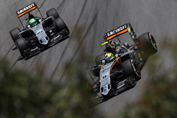 Sergio Perez, Sahara Force India F1 VJM09 leads team mate Nico Hulkenberg, Sahara Force India F1 VJM