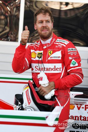 Pole sitter Sebastian Vettel, Ferrari