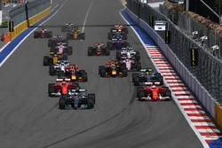 Valtteri Bottas, Mercedes AMG F1 W08 and Sebastian Vettel, Ferrari SF70H