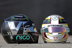 Les casques de Nico Rosberg, Mercedes AMG F1, Lewis Hamilton, Mercedes AMG F1