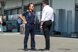 Christian Horner, teambaas Red Bull Racing en Eric Boullier, McLaren Racing Director