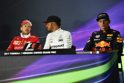 Press conference: winner Lewis Hamilton, Mercedes AMG, second place Sebastian Vettel, Ferrari, third place Max Verstappen, Red Bull Racing