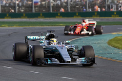 Lewis Hamilton, Mercedes AMG F1 W08, leads Sebastian Vettel, Ferrari SF70H