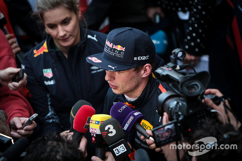 Max Verstappen, Red Bull Racing RB13 with the media