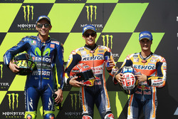 Polesitter Marc Marquez, Repsol Honda Team, second place Valentino Rossi, Yamaha Factory Racing, thi
