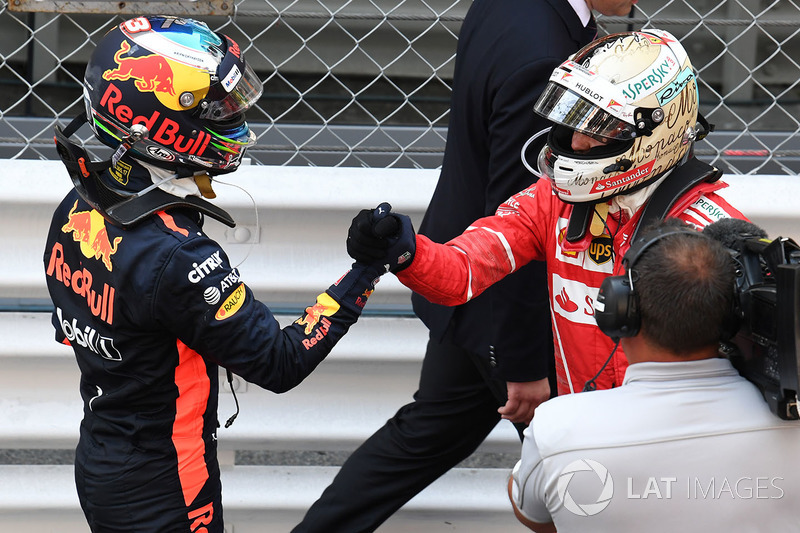 Daniel Ricciardo, Red Bull Racing and Sebastian Vettel, Ferrari