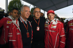 Piero Lardi Ferrari, Ferrari Vice President, Sergio Marchionne, CEO FIAT, Kimi Raikkonen, Ferrari at Ferrari 70th Anniversary