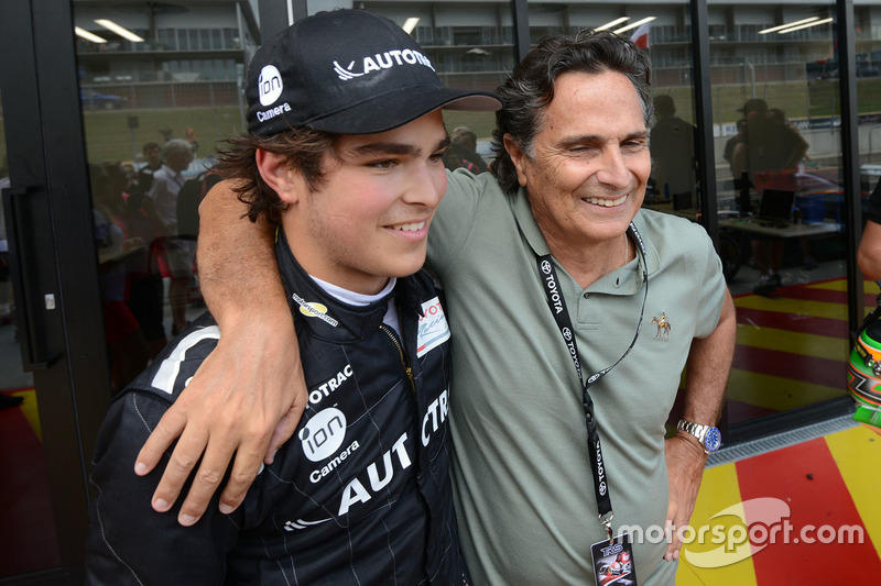 Winner Pedro Piquet with Nelson Piquet