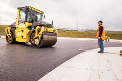 Repaving work on the Hungaroring