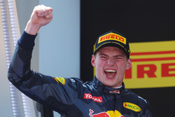 Race winner Max Verstappen, Red Bull Racing celebrates on the podium