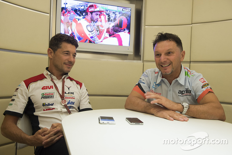 Lucio Cecchinello, Team LCR Honda director del equipo y Fausto Gresini, Aprilia Gresini Racing Team