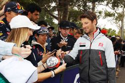 Romain Grosjean, Haas F1 Team signs autographs for the fans