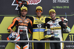Podium : le vainqueur Alex Rins, le deuxième, Simone Corsi, le troisième, Thomas Lüthi