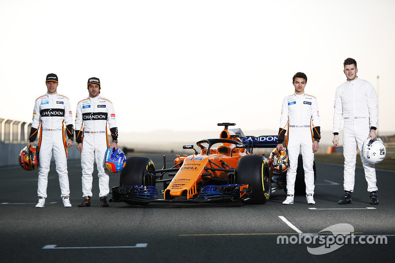 Stoffel Vandoorne, Fernando Alonso, Lando Norris, Rudy van Buren, McLaren