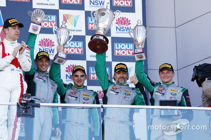 Podium: third place #540 Black Swan Racing Porsche 911 GT3 R: Tim Pappas, Jeroen Bleekemolen, Luca S