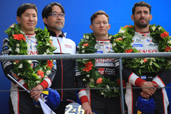 Overall podium: second place Mike Conway, Kamui Kobayashi, Jose Maria Lopez, Toyota Gazoo Racing